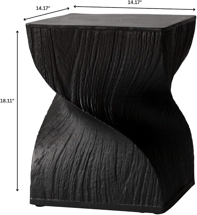 LeisureMod Modern Square Side Table, Accent End Table for Home, Outdoor Patio, Living Room Sofa, Night Stand, Weather-Resistant, Onyx Series in Black
