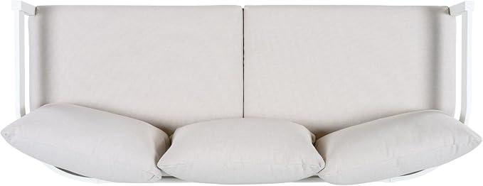 Merax 75.8" Modern Curved Outdoor Aluminum 3-Seater Sofa, Full-Size Patio Couch with Weather-Resistant Cushions for Porch, Lawn, Backyard, Balcony, White