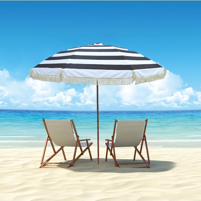 Hula Thatched Tiki Umbrella Tropical Palapa Raffia Tiki Hut Hawaiian Patio Umbrella with Fringe Boho Parasol 6' 8' & 9' Options