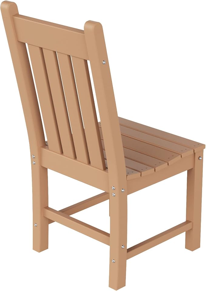 WO Home Furniture Adirondack Patio Dining Chair Table Bench Set of 6 PCS Rectangle Dinner Table Dining Armless Chairs (Teak)