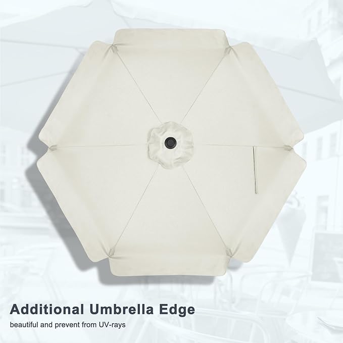MASTERCANOPY 7.5ft Patio Umbrella with Valance, Crank and Tilt – 6 Ribs Outdoor Market Umbrella, UV/Fade Resistant, Waterproof Canopy with Wind Vent for Garden, Deck, Backyard, Pool (ight Beige)