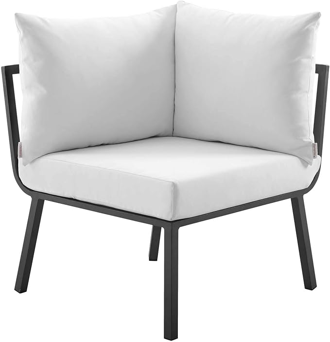 Modway Riverside 5 Piece Outdoor Patio Aluminum Set in Gray White