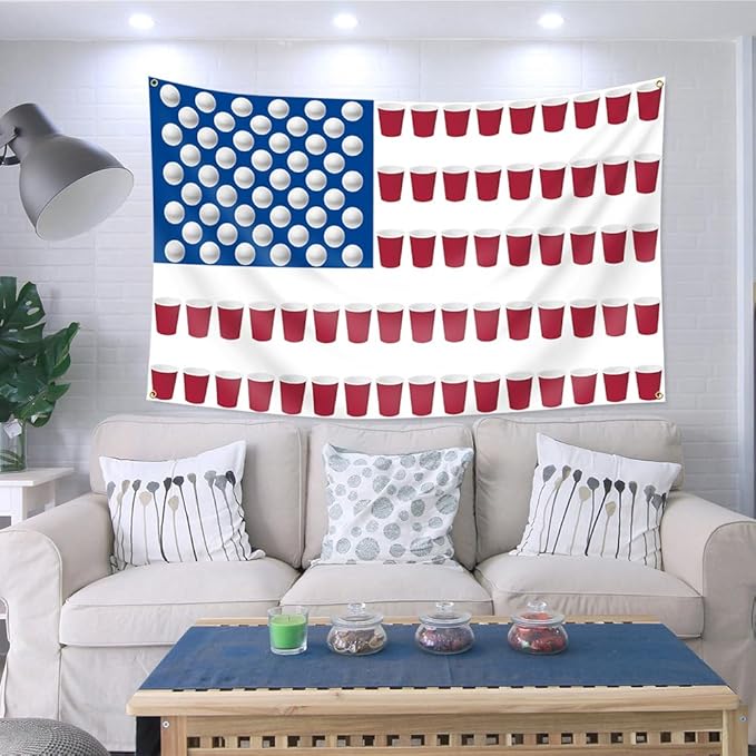 Student Athlete Pong American Flag 3x5Ft Funny Cool Frat Flags for College Dorm,Bedroom,Parties,Garden Decor