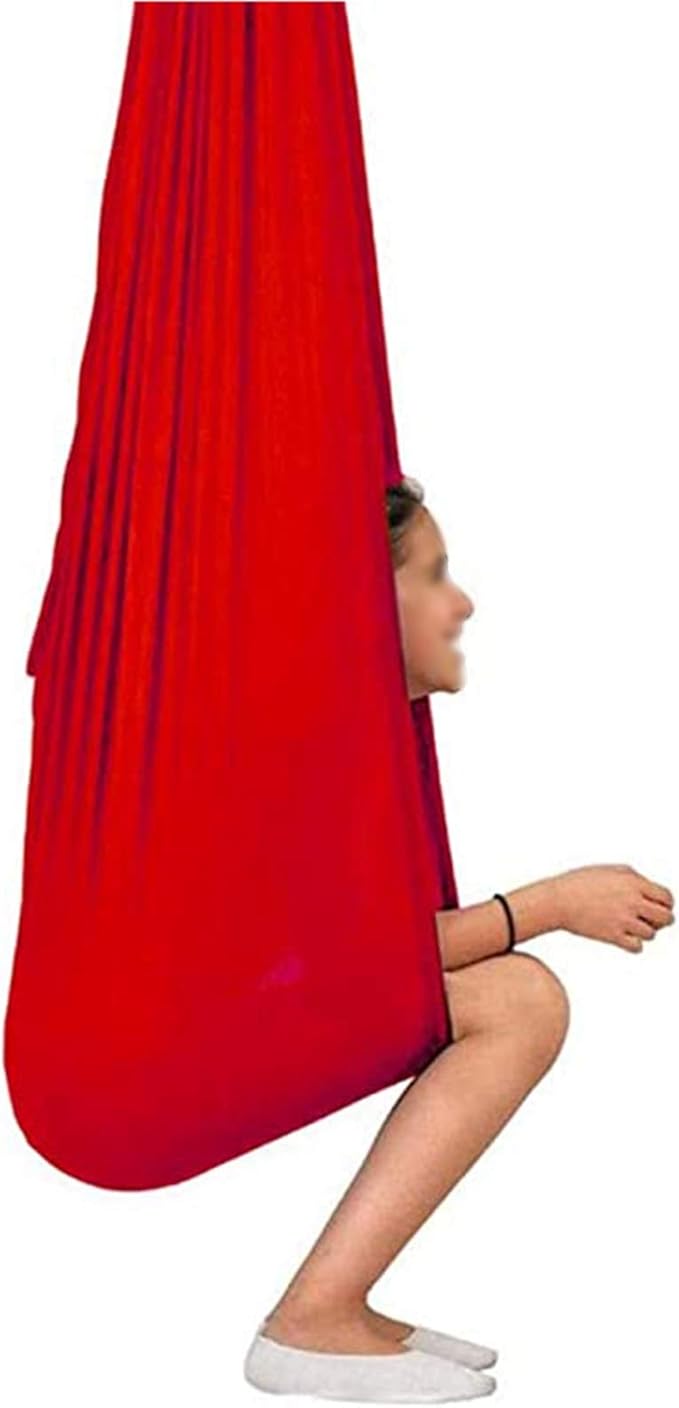 Indoor Sensory Therapy Swing Set Hanging Cuddle Hammock Chair for Kids Children Special Needs ADHD Autism Toys Up to 200kg (Color : Red, Size : 100 x 280 cm)