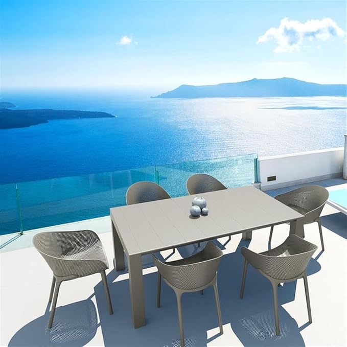 Compamia Vegas 86" Extendable Patio Dining Table in Dove Gray, Commercial Grade