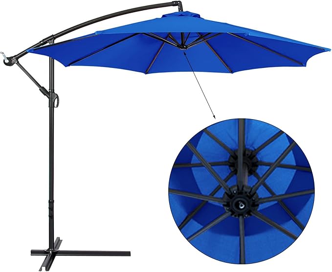 belupai 10ft Patio Umbrella Replacement Canopy, 6 Ribs Canopy Replacement Water Resistant Patio Canopy Outdoor Table Market Yard Umbrella Top Outdoor Umbrella Canopy 56-58in Ribs (Canopy Only)(Blue, 6Ribts)