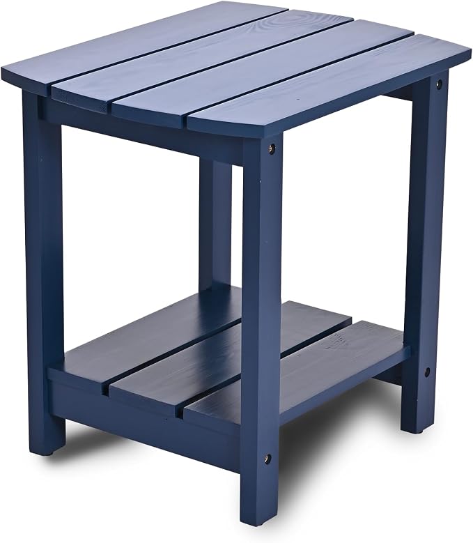 Outdoor Side Table, 2-Tier Small Outdoor Table for Patio, Adirondack Side Tables for Outside or Indoor (Navy Blue, 16 * 12.25 * 16.75)