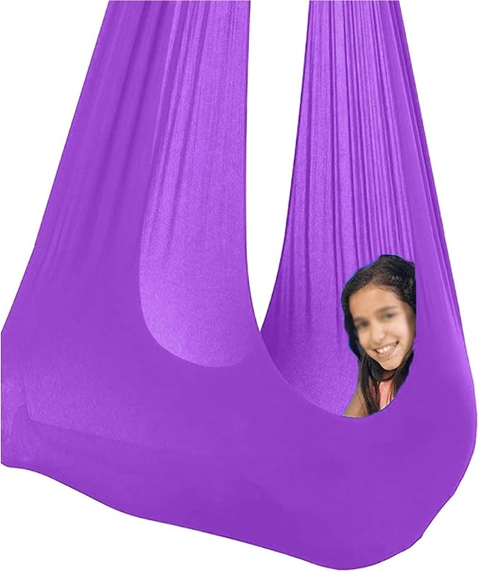 Sensory Swing for Kids Hanging Hammock Indoor Hammocks for Children Sensory Integration Outdoor Camping (1 Meter/1.5Meter) (Color : Purple, Size : 150 x 280 cm (L x W).)