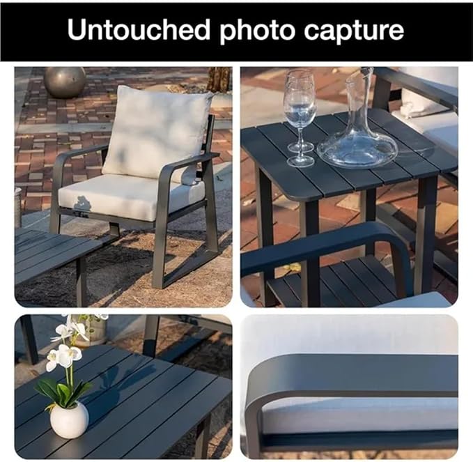 5-Piece Outdoor Sofa Patio Furniture Set All-Weather Aluminum Frame with Swivel Rocking Chairs Outdoor Sofa Bistro Set