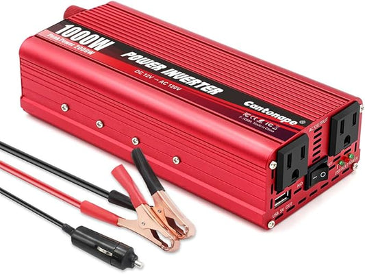 Cantonape 1000W Power Inverter DC 12V to 110V/120V AC Car Inverter with 3.1A USB Car Adapter and Cigarette Lighter for Vehicles Home Laptop Truck Trip