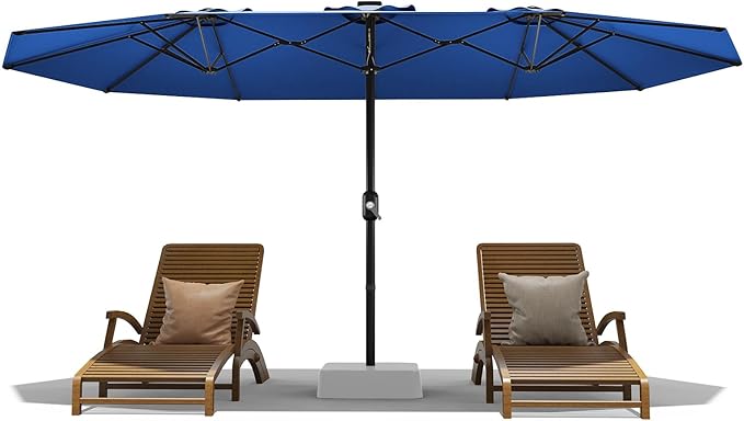 GarveeHome 13ft Large Patio Umbrellas with NO Base, Outdoor Double-Sided Rectangle Market Umbrella with Crank Handle, for Pool Lawn Garden