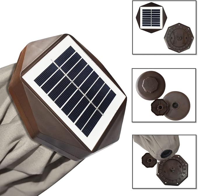 EliteShade USA 10-Year-Non-Fading 10ft Market Patio Umbrella, Commercial Grade Table Sun Umbrella with 80 Solar LED Lights, Crank Open, Windproof & UPF 50+ UV Protection for Garden, Deck, Pool, Backyard, Taupe