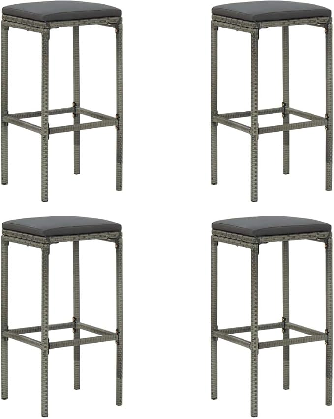 Patio Bar Set with Cushions,Garden Table and Chairs Sets,Garden Conversation Sets, Outdoor Patio Furniture,for Patio,Backyard,Garden,5 Piece Poly Rattan Gray