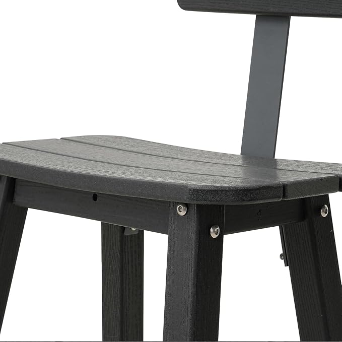 Bar Height Chairs Set of 2, HDPE Bar Height Outdoor Chairs, Weather Resistance Tall Adirondack Chairs Set of 2, Cafes, Swimming Areas, Patio, Garden and Kitchen Island, Black