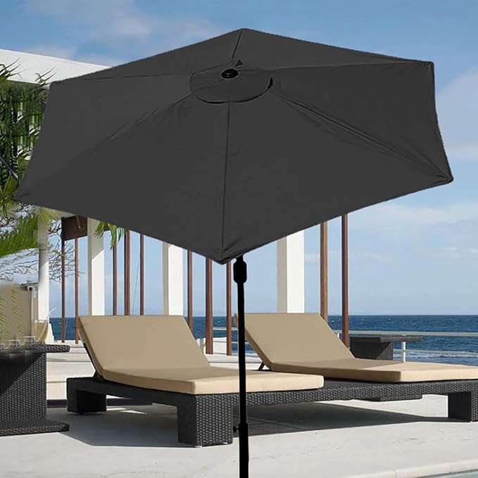 IUIBMI 10Ft Patio Umbrella Replacement Canopy 6 Ribs, Outdoor Umbrella Canopy with 6 Ribs Table Market Yard Umbrella Replacement Top Cover for Backyard Garden Beach (Canopy Only)