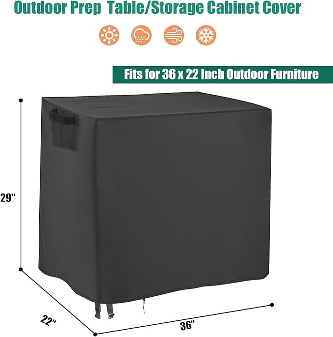 Outdoor Cart Cover, Waterproof Grill Cart Cover Pizza Oven Table Covers, 36 Inch Patio Storage Cabinet Covers - 36 x 22 x 29 Inch