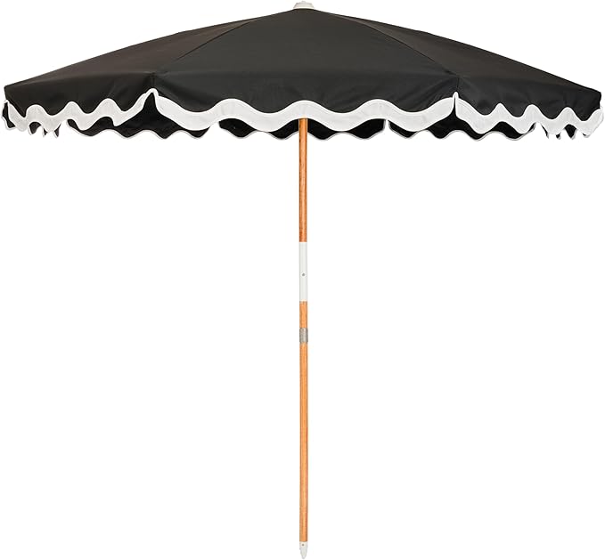 Business & Pleasure Co. Amalfi Rivie Umbrella - 6.5' Boho Beach Umbrella, UPF 50+ UV-Resistant Canvas, Premium Wood Pole, Sturdy Yet Lightweight