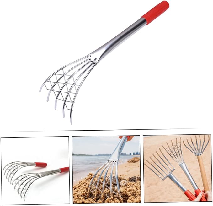 Stainless Steel Clam Rake 15.74 Inch Hand Tool with Sharp Claws for Efficient Clamming Digging Clams Oysters Shellfish on Beach