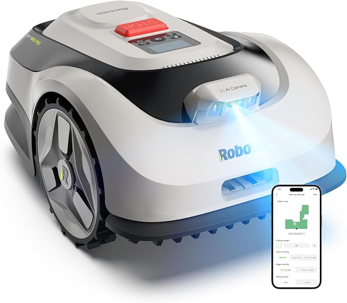 Raccoon 2 SE Wire Free Robot Lawn Mower, No RTK for Max. 0.15 Acre Lawn Area, 1.18"–3.15” Cutting Height, Intelligent AI Robotic Lawn Mower with 5Ah Fast-Charging Battery Robot Mower for Small Lawns