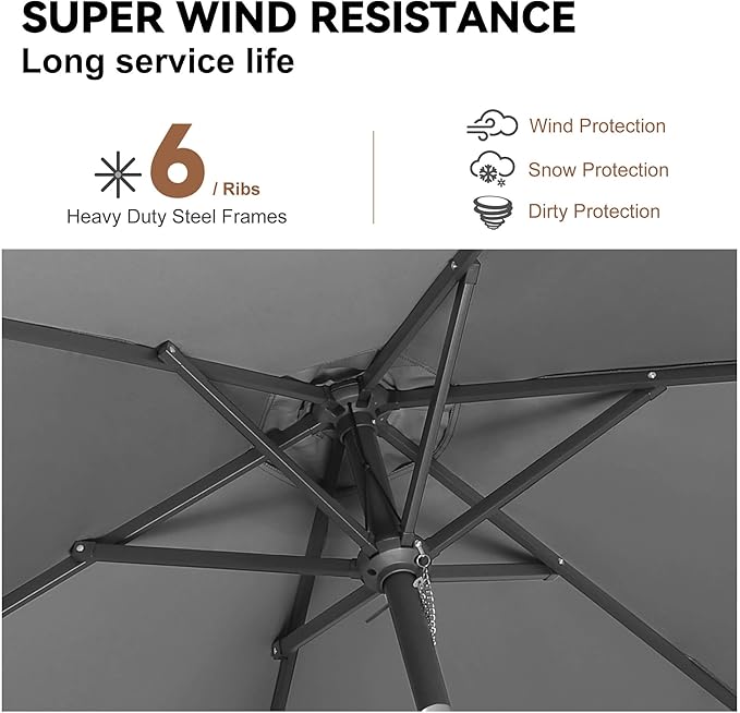Jarka&Co 7.5ft Patio Umbrella Outdoor - Table Outdoor Umbrella with Push Button Tilt Waterprool UV Protection, Sun Umbrella for Pool, Porch, Garden, Deck, Backyard (Anthracite)