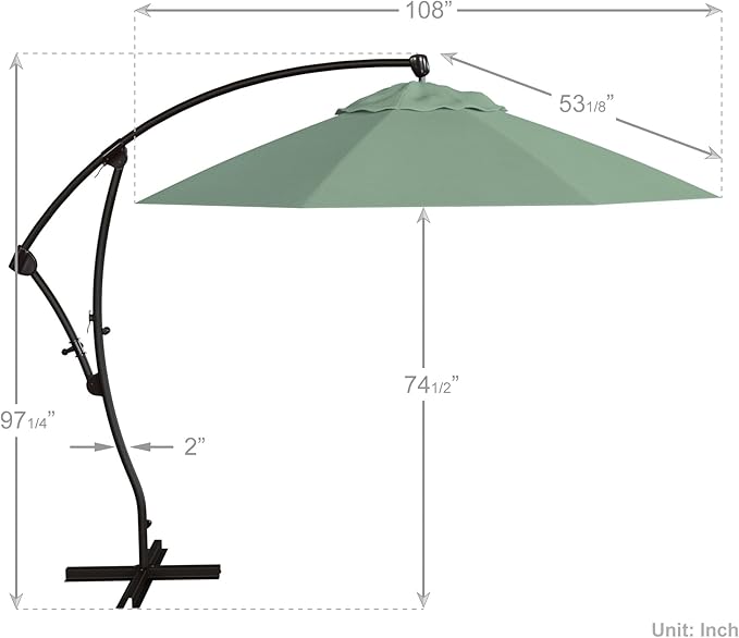 California Umbrella 9-Foot Offset Cantilever Patio Umbrella Infinite Tilt
