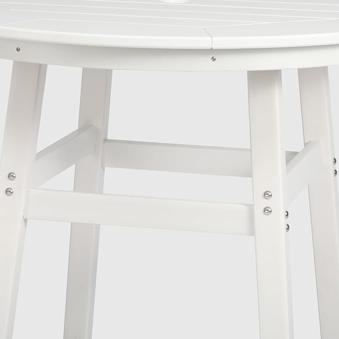WestinTrends Malibu Outdoor 35" HDPE Round Patio Bar Height Table, White