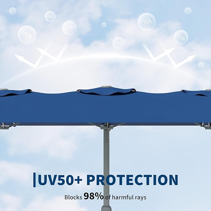 9x15 ft Large Outdoor Umbrella with Base Included, Extra Wide Patio Umbrella with UV Protection, Heavy Duty Backyard & Pool Umbrella with 12 Ribs for Garden Patio Balcony