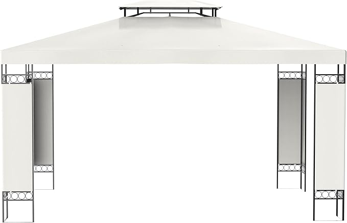 Outsunny 10' x 13' Patio Gazebo, Double Roof Outdoor Gazebo Canopy Shelter with Screen Decorate Corner Frame, for Garden, Lawn, Backyard and Deck, Cream White