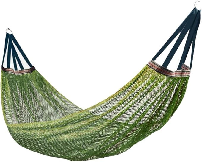 Portable Rayon Rope Hammock Multi-Purpose Outdoor Camping Mesh Breathable Portable Sturdy Hammock Comfortable(Green)