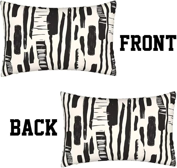 Throw Pillow Covers 16x28 Inch Pillow Covers Set of 2 Couch Pillows, Black And White Throw Pillows with Invisible Zipper, Soft Accent Pillows Decorative Pillows for Bed Farmhouse Decor, Geometric J460