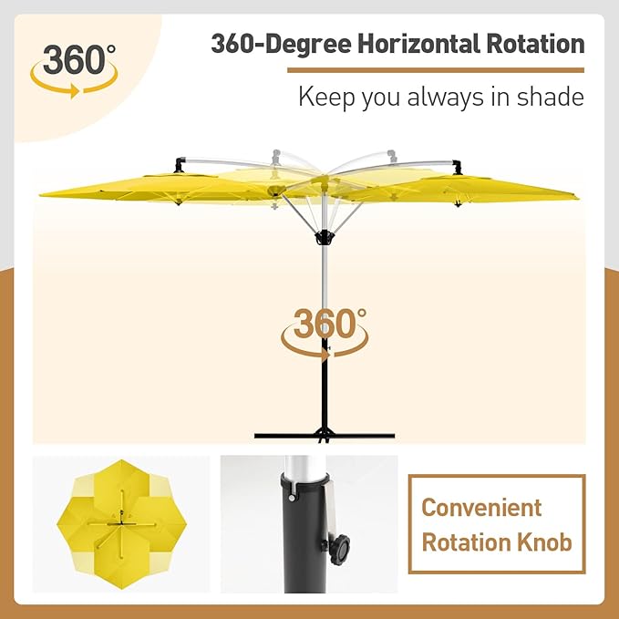 COSIEST Offset Patio Umbrella, Cantilever Hanging Outdoor Umbrella w/360-degree Rotation, Handy Crank, UV/Waterproof Canopy, 6 Ribs for Market, Backyard, Poolside, Garden