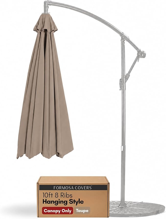 Formosa Covers Replacement Umbrella Canopy for 10ft 8 Rib Hanging Offset Cantilever Market Outdoor Patio Shades in Red Ribs Length 58" to 60" (Canopy Only)