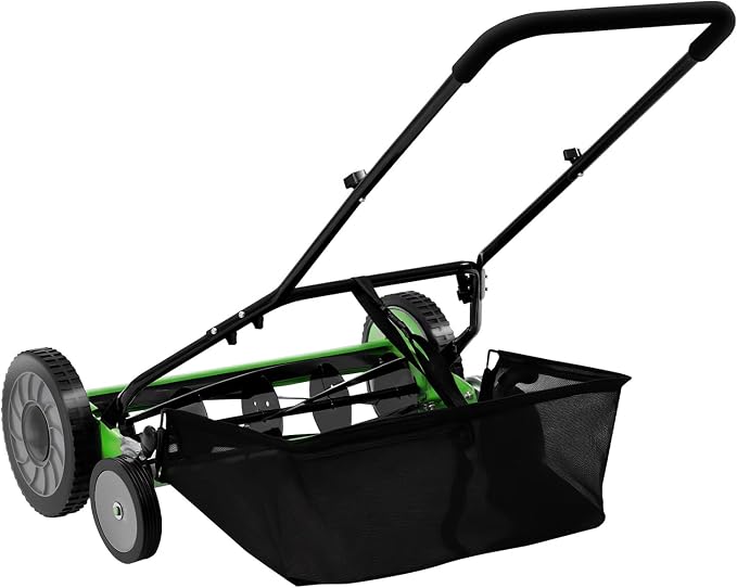 20” Manual Push Reel Lawn Mower Push Lawn Sweeper with 23L Collection Bag, 5 Blades