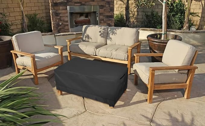 Patio Coffee Table Cover, Waterproof Rectangular Small Side Table Cover for Outdoor Furniture 36L x 22W x 18H inch, Black