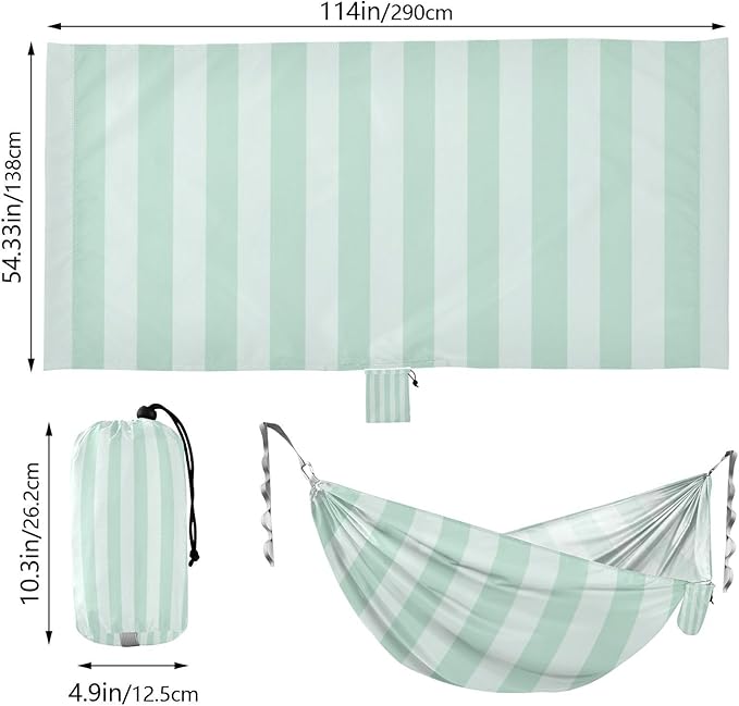 Green Vertical Stripes 330lb Capacity Hammocks with Hanging Rope Swing Hammock for Indoor Outdoor Patio hamaca para acampar