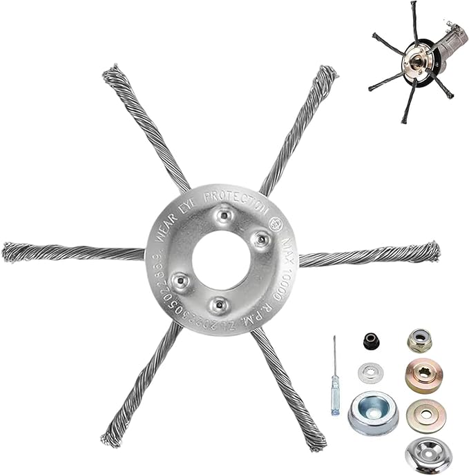 7" Inch Gas Trimmer Head – Universal Steel Wire Weed Eater Brush Cutter Trimmer Head for Lawn Mowers, Heavy-Duty Replacement Fits Stihl, Husqvarna, Echo with Install Kit