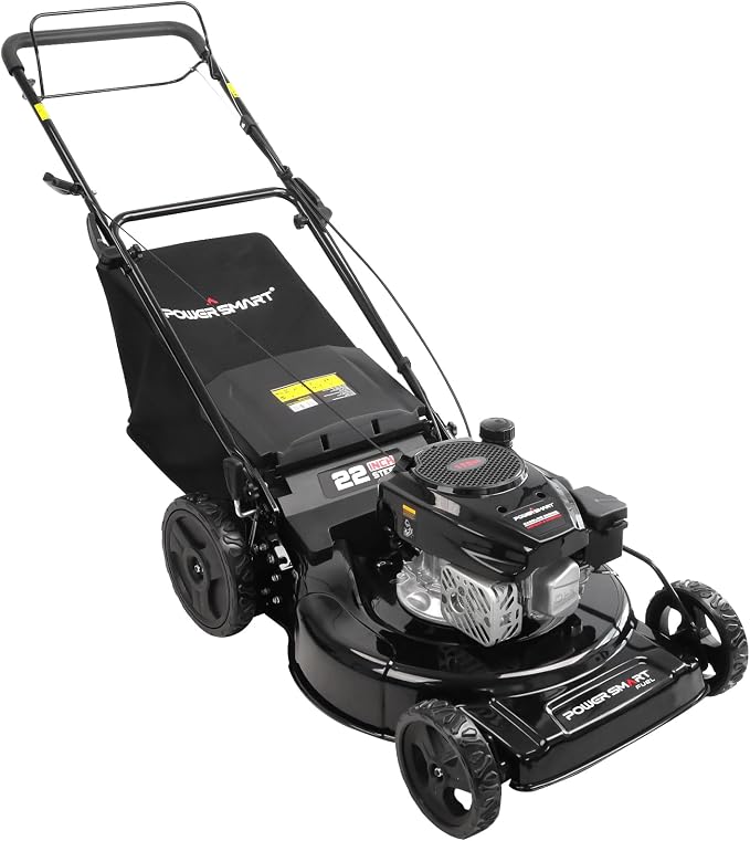 PowerSmart 22 in. 170cc Self Propelled Gas Lawn Mower Rear-Wheel-Drive, 3-in-1 Mulch/Bag/Rear Discharge, Steel Deck, 6 Height Adjustment,