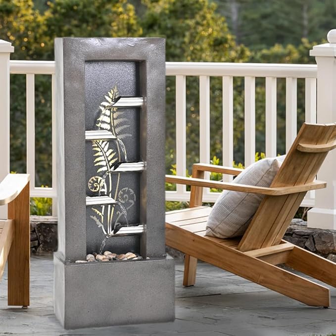36" Cascading Water Fountain - 5-Tier Outdoor Fountain with LED Light & Pump,for Garden,Patio,Porch,Backyard,Home Art Decor
