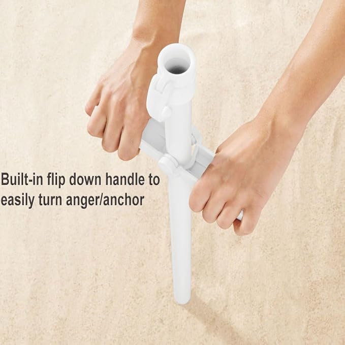 Beach Umbrella, 7ft Umbrella with Sand Anchor & Tilt Pole, Portable UV 50+ Protection Wind Vent Canopy Carry Bag, CA1601