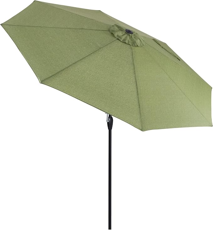 Tempera Striped Patio Umbrellas Outdoor Table Market Umbrellas with Crank & Pust Button Tilt|Auto-Tilt, 8 Steel Ribs, High Color-Fastness Canopy