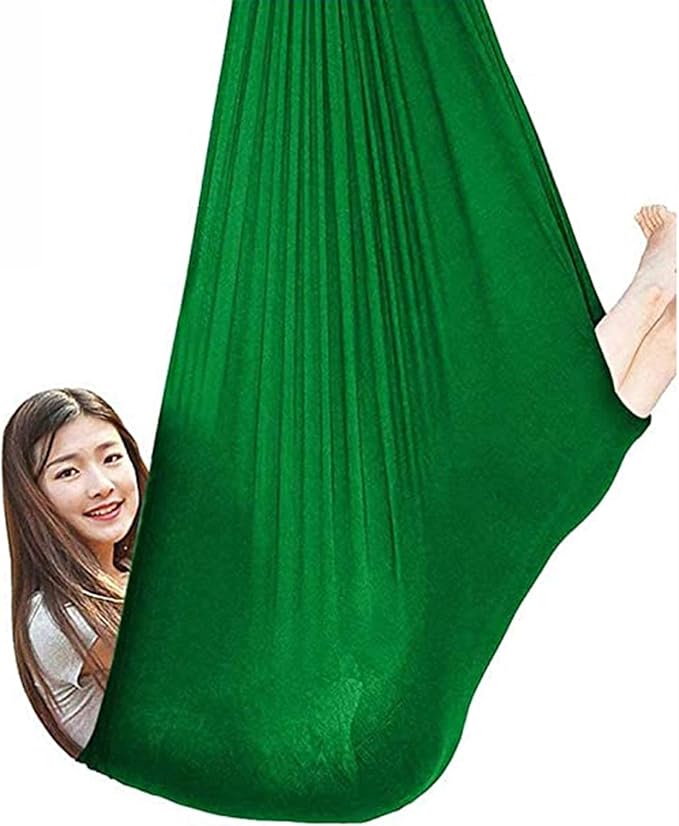 Children Therapy Swing Outdoor Indoor Sensory Cuddle Hammock Load Up to 440LBS Autism ADHD Aspergers Kids Adult Toy Swings (Color : Green, Size : 150 x 280 cm)