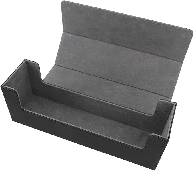 Card Storage Box, PU Leather Magnetic Closure Deck for 400+ Cards with Felt Lining, Elegant Design for Game Tarot Cards Storage (Black)