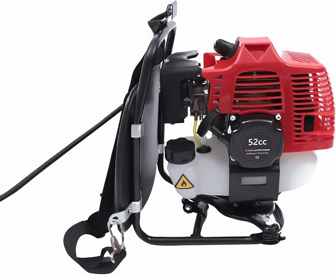 Handheld Sweeper 52CC 2 Stroke Gasoline Power Sweeper Outdoor Sweeping Broom 2.3HP Walk Behind Sweeper Cleaner 20.5'' Turf Lawns Driveway Grass Sweeping Cleaning Tool