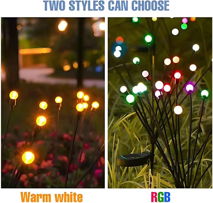 Solar LED Garden Lights - Waterproof Outdoor Decoration with Swaying Motion (8, Multicolor)