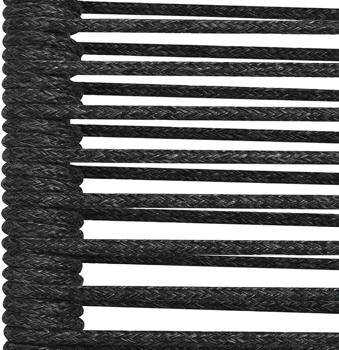 5 Piece Patio Dining Set Cotton Rope and Steel Black Outdoor Patio Furniture Set with Tempered Glass Table for Garden Backyard Deck Kitchen Dining Room