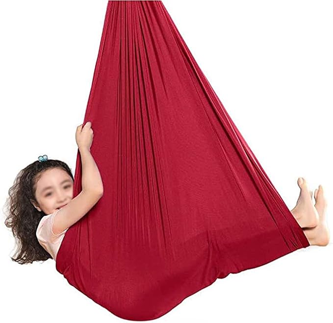 Soft Indoor Swing with Special Needs Yoga Sensory Integration Cuddle Hammock for Kids Child and Teens Children Outdoor Camping (Color : Red, Size : 150 x 280 cm (L x W).)