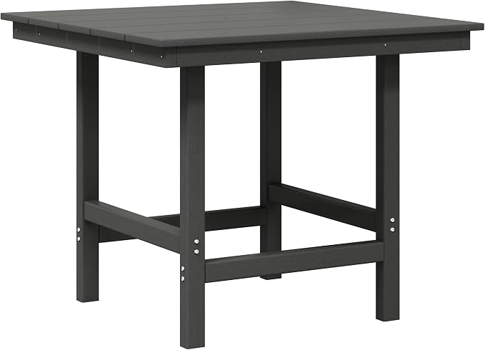 WestinTrends Ashore Outdoor HDPE 36" Square Patio Dining Table with Umbrella Hole, Gray