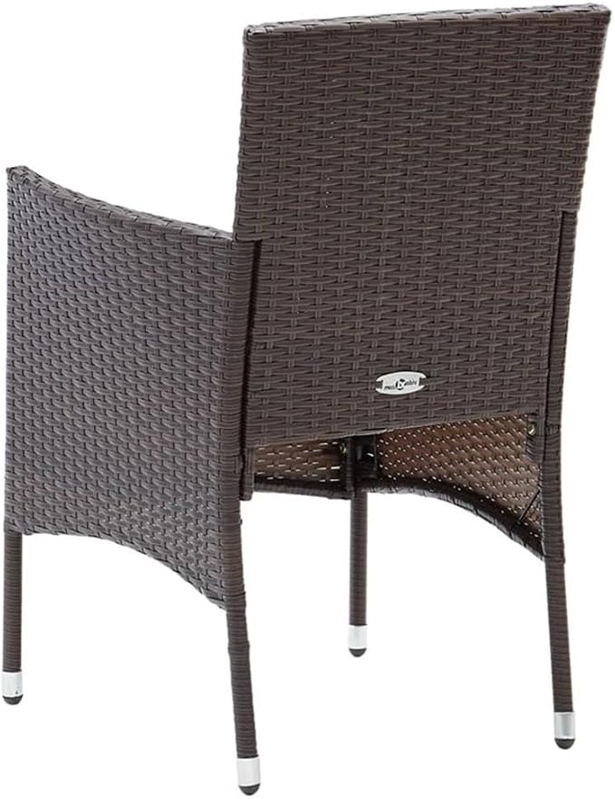 BOWERY HILL 3-Piece Patio Dining Set, Poly Rattan and Powder-Coated Steel, Brown/Cream White Finish, Outdoor Garden Furniture with Cushioned Seats, Modern Design for Terrace or Balcony Dining
