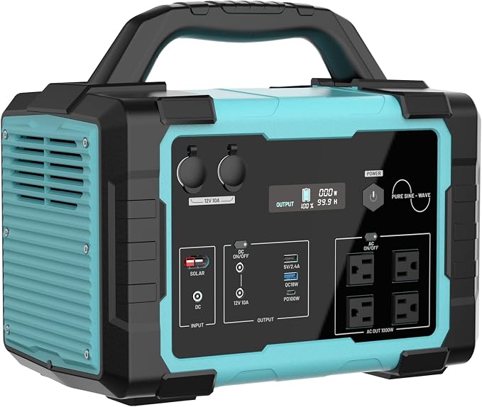 1000W Portable Power Station 1024Wh LiFePO4, (20000W Peak) Backup Battery, Solar Generator for Home Emergency Camping