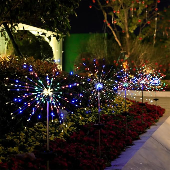 2PACK Solar Firework Lights outside150LEDs 8 Lighting Mode Sensor Light Waterproof for Garden Decoration Yard Pathway Christmas ，Halloween，Parties，Wedding， Christmas Decoration